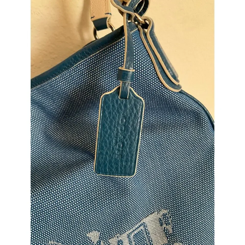 Coach tote horse carriage denim blue Edie hobo Purse Handbag NWT
